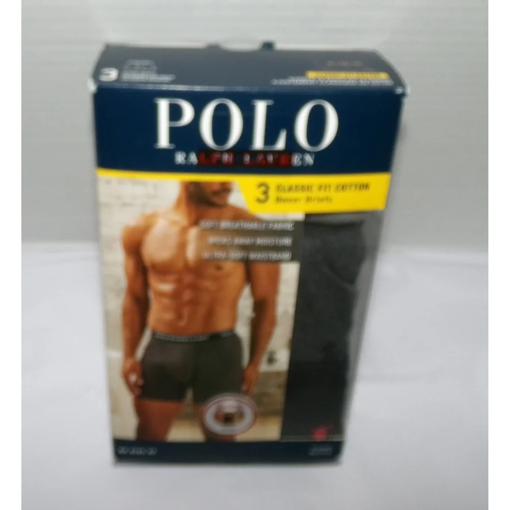 Polo Ralph Lauren Mens 3 Pack Classic Fit Cotton Boxer Briefs XL Black Grey NIB